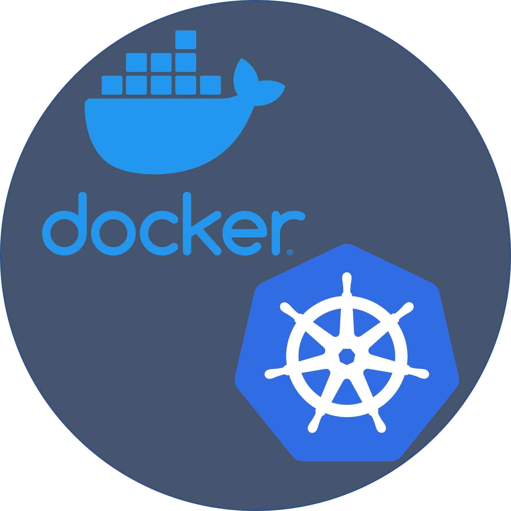 docker and kubernetes logos